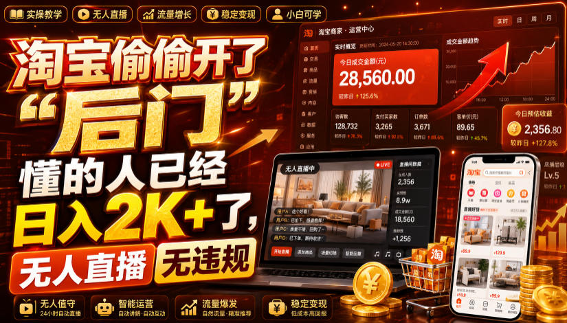 20260717144720835-d7e18460673435420d5462cdc43b389b 淘宝偷偷开了“后门”,懂的人已经日入2K+了,无人直播无违规,一台电脑=一家24小时营业的线上门店【揭秘】