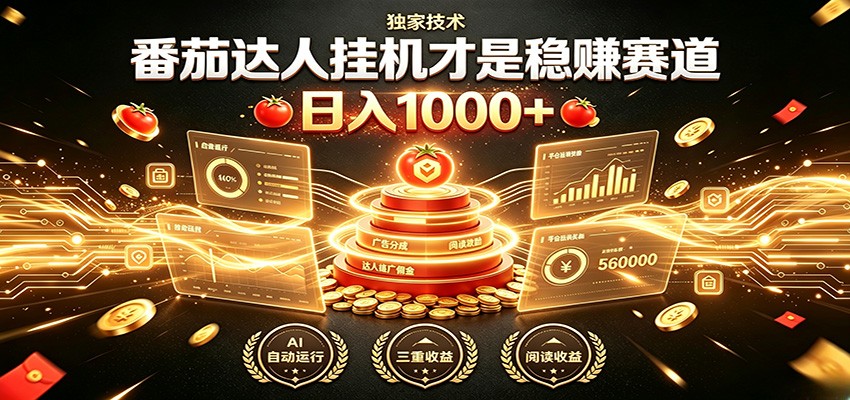 别再瞎找副业！番茄达人挂机才是稳赚赛道 日入1000+-优优云创网