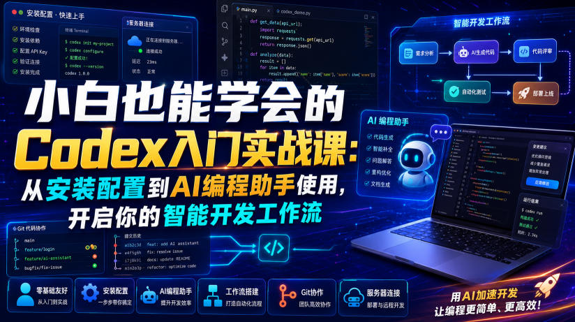 小白也能学会的Codex入门实战课:从安装配置到AI编程助手使用,开启你的智能开发工作流-优优云创网