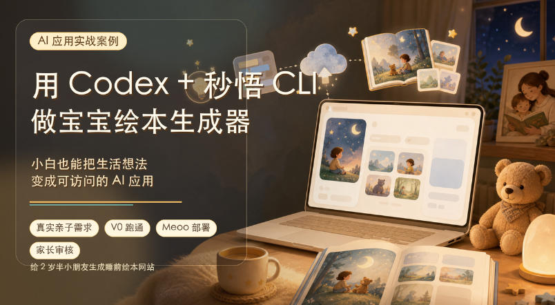 20260718162019828-4733f5abfe4fd2bb5e095326b2081981 AI应用实战案例,用Codex+秒悟CLl做宝宝绘本生成器,小白也能把生活想法变成可访问的AI应用