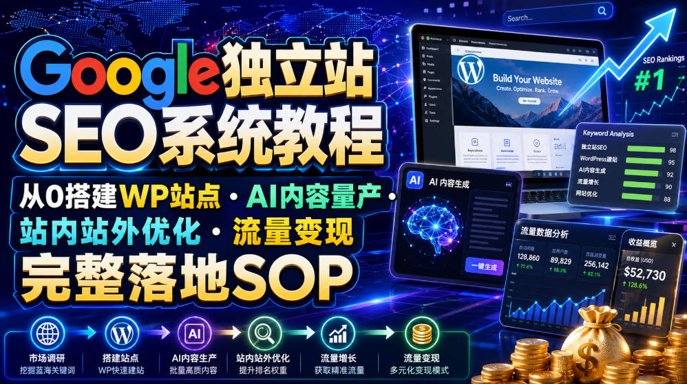 20260719081157876-788b6472cf11d6ec06d1167df8c45c1e Google独立站SEO系统教程,从0搭建WP站点・AI内容量产・站内站外优化・流量变现完整落地SOP(2026年7月)