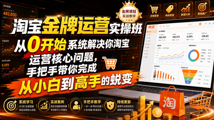 20260719084619874-092ef021cc4e6f91c613a2dc8affc721 淘宝金牌运营实操班,从0开始系统解决你淘宝运营核心问题,手把手带你完成从小白到高手的蜕变(2026年7月)