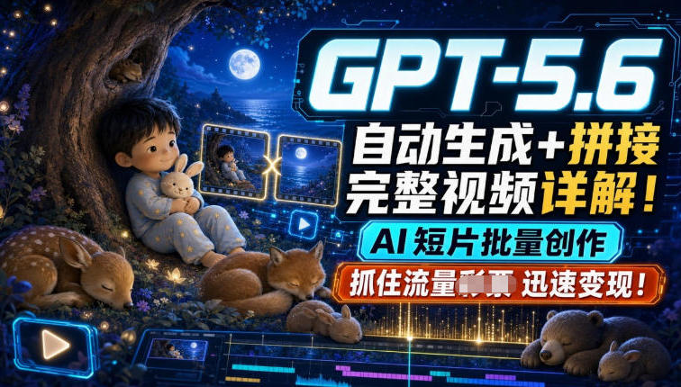 GPT-5.6自动生成＋拼接完整视频详解，AI短片批量创作，抓住流量迅速变现！-优优云创网