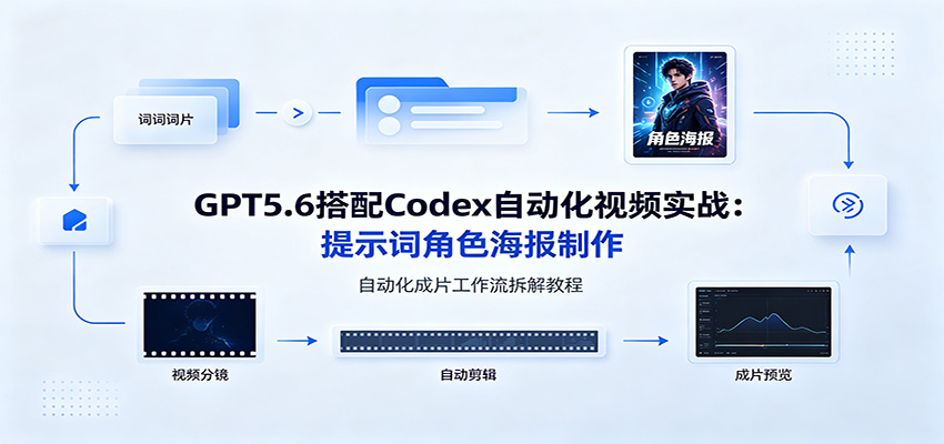 GPT5.6搭配Codex自动化视频实战:提示词角色海报制作,自动化成片工作流拆解教程-优优云创网