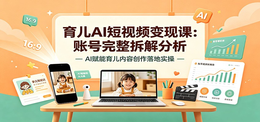 育儿AI短视频变现课:账号完整拆解分析,AI赋能育儿内容创作落地实操-优优云创网