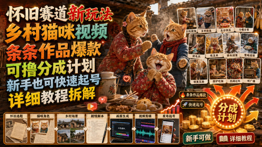 20260721102129572-5c607037f9491d013ca4fc95b80d9076 怀旧赛道新玩法,乡村猫咪视频,条条作品爆款,可撸分成计划,新手也可快速起号,详细教程拆解