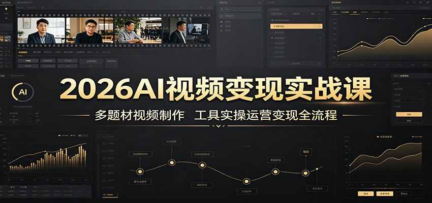 2026AI视频变现实战课：多题材视频制作，工具实操运营变现全流程-优优云创网