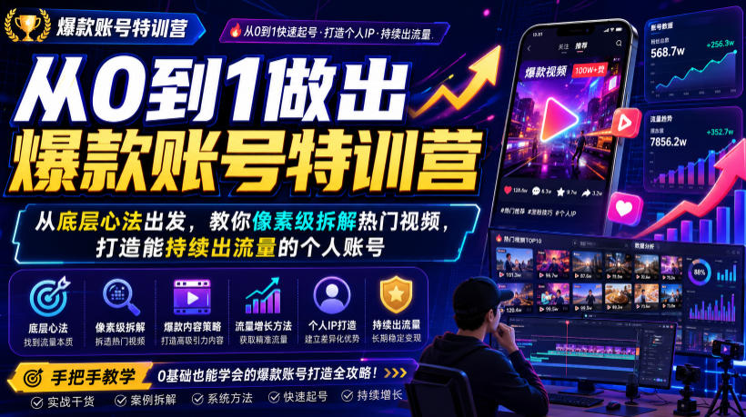 20260722121525209-07ea22fe3d1cd12a3eb95ce652f06cb3 从0到1做出爆款账号特训营,从底层心法出发,教你像素级拆解热门视频,打造能持续出流量的个人账号