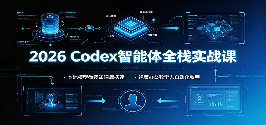 2026 Codex智能体全栈实战课：本地模型微调知识库搭建，视频办公数字人自动化教程-优优云创网