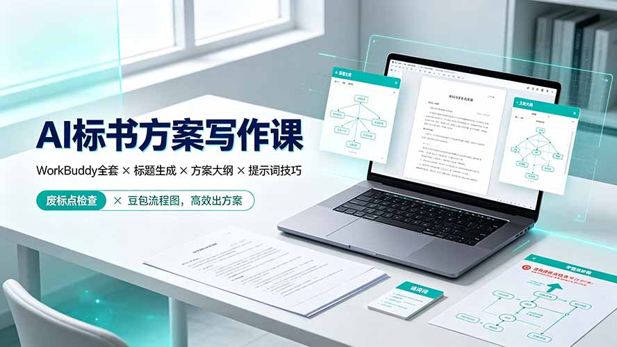 AI标书方案写作课：WorkBuddy全套×标题生成×方案大纲×提示词技巧×废标点检查×豆包流程图，高效出方案-优优云创网