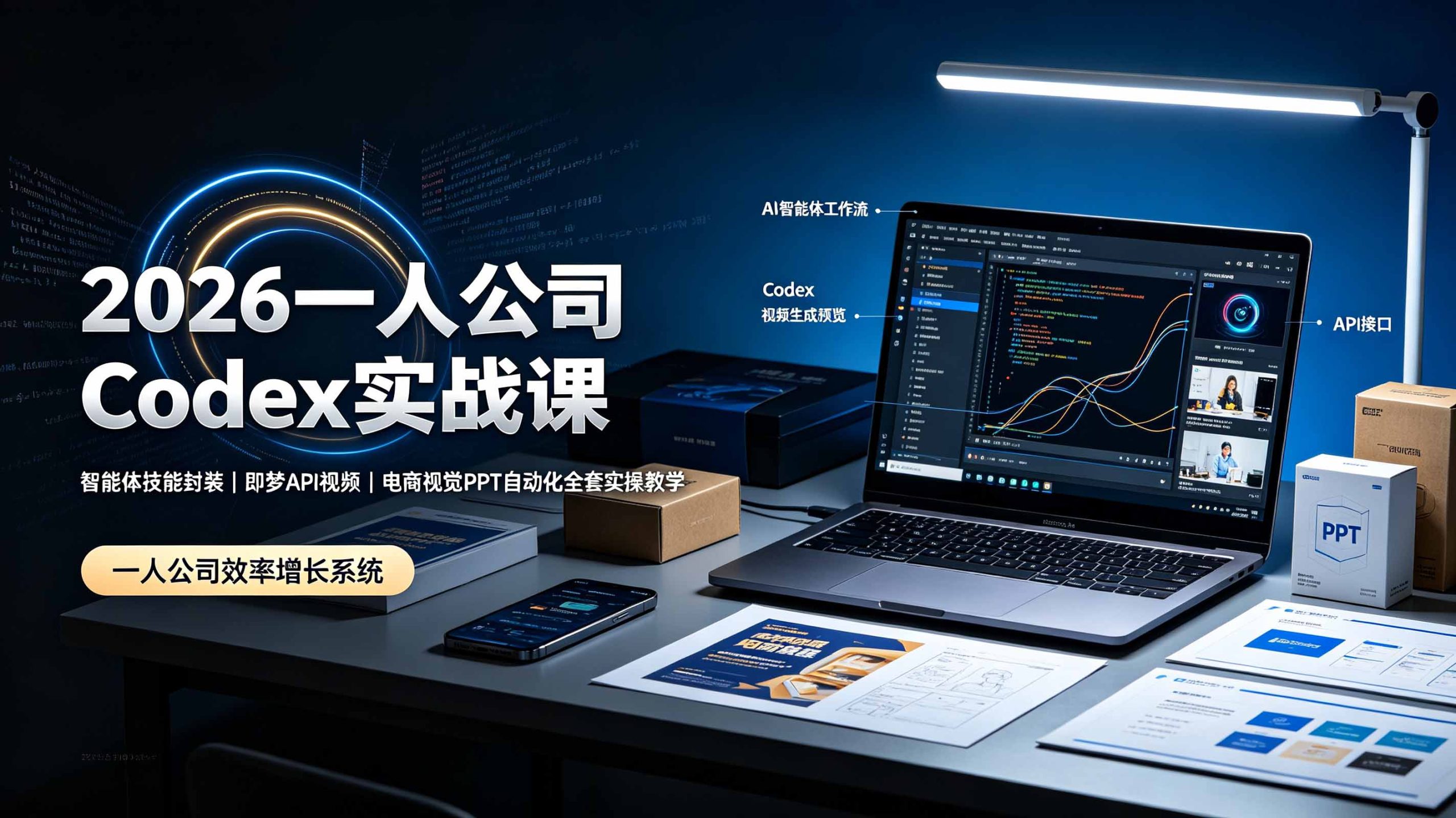 2026一人公司Codex实战课◆智能体技能封装｜即梦API视频｜电商视觉PPT自动化全套实操教学-优优云创网