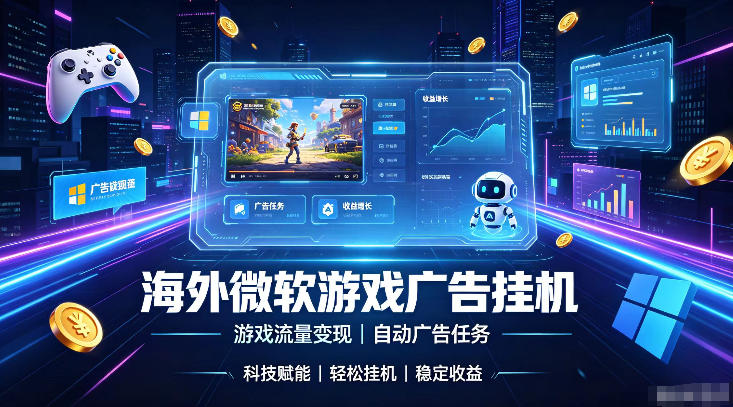 海外游戏广告自动挂G，轻资产海外副业风口，单设备稳定产出500+【揭秘】-优优云创网