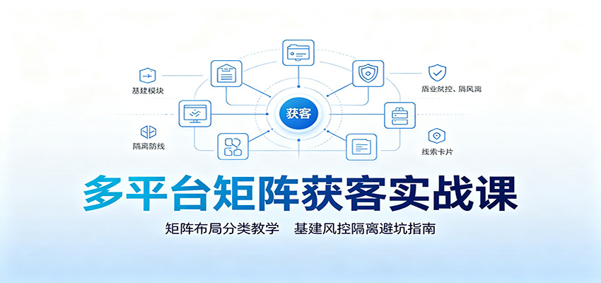 多平台矩阵获客实战课：矩阵布局分类教学，基建风控隔离避坑指南-优优云创网