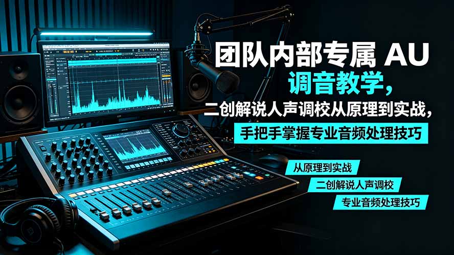 某大佬团队内部专属 AU 调音教学，二创解说人声调校从原理到实战，手把手掌握专业音频处理技巧-优优云创网