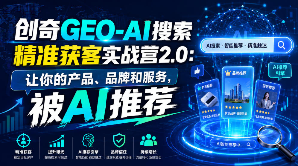 创奇GEO-AI搜索精准获客实战营2.0：让你的产品、品牌和服务，被AI推荐-优优云创网