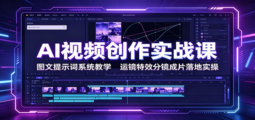 AI视频创作实战课:图文提示词系统教学,运镜特效分镜成片落地实操-优优云创网