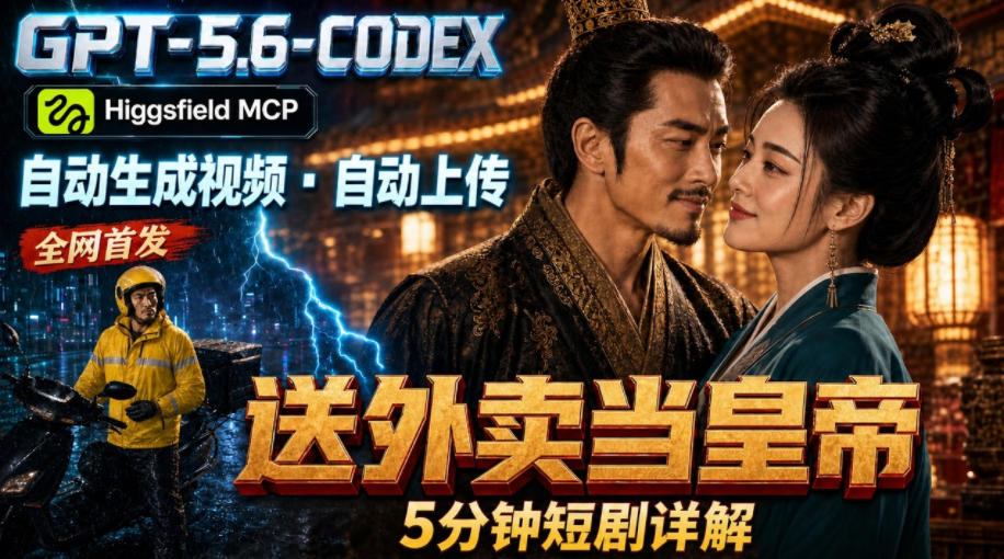 GPT-5.6 Codex+Higgsfield MCP：一条指令生成5分钟短剧并自动上传YouTube(油管)-优优云创网