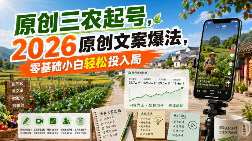 20260725121358147-553779972167c55b272f878192ba9e5c 原创三农起号,2026原创文案爆法,零基础小白轻松投入局