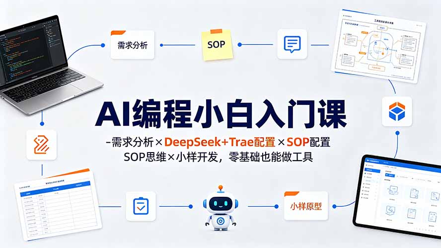 AI编程小白入门课-需求分析×DeepSeek+Trae配置×SOP思维×小样开发，零基础也能做工具-优优云创网