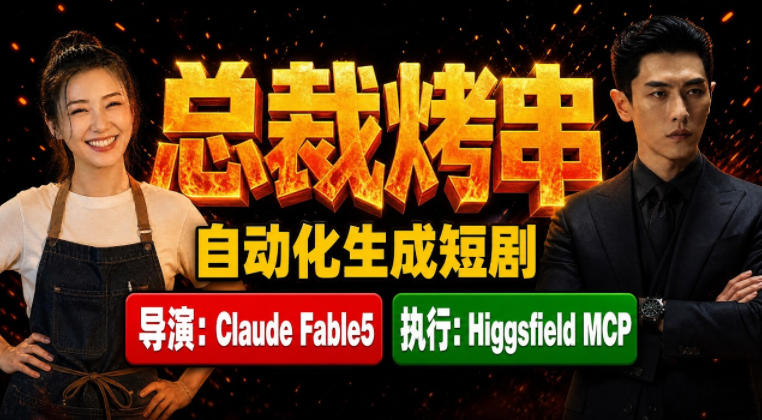 Claude Fable5担任导演+Higgsfield MCP落地执行|《总裁烤串》真人质感短剧全自动AI生成全流程教学-优优云创网