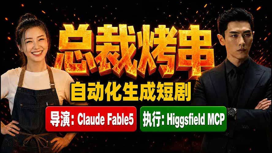 《总裁烤串》真人短剧全自动诞生！Claude Fable5 当导演，Higgsfield MCP 执行！-优优云创网