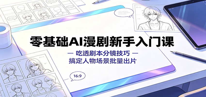 零基础AI漫剧新手入门课:吃透剧本分镜技巧,搞定人物场景批量出片-优优云创网