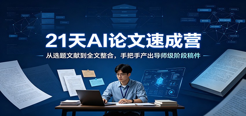 21天AI论文速成营：从选题文献到全文整合，手把手产出导师级阶段稿件-优优云创网