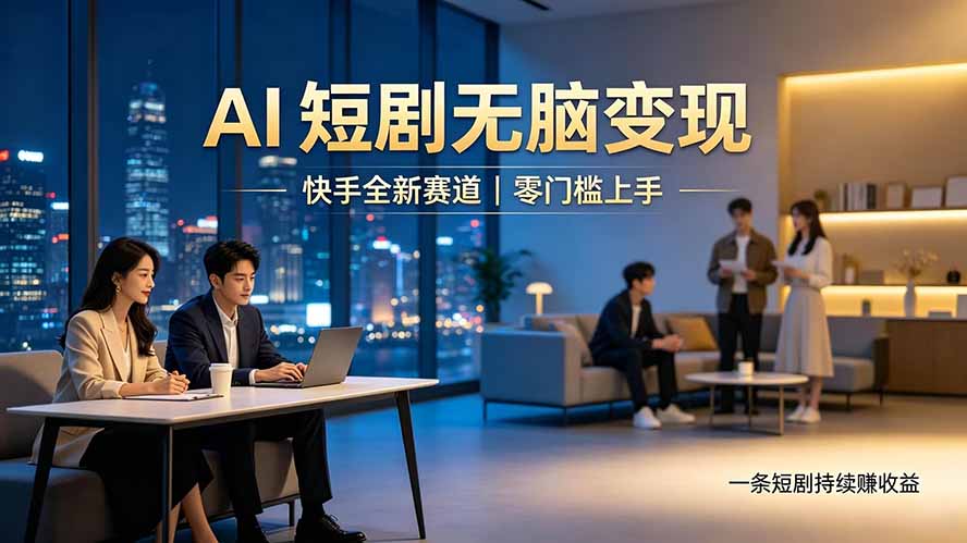 别乱找副业了，快手 AI 短剧零门槛长久被动增收-优优云创网