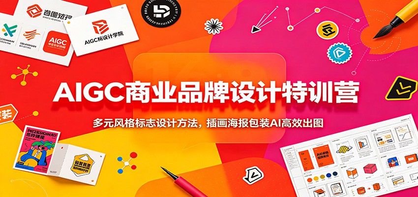 AIGC商业品牌设计特训营：多元风格标志设计方法，插画海报包装AI高效出图-优优云创网