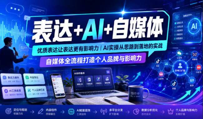 表达+AI+自媒体，优质表达让表达更有影响力|AI实操从思路到落地的实战|自媒体全流程打造个人品牌与影响力-优优云创网