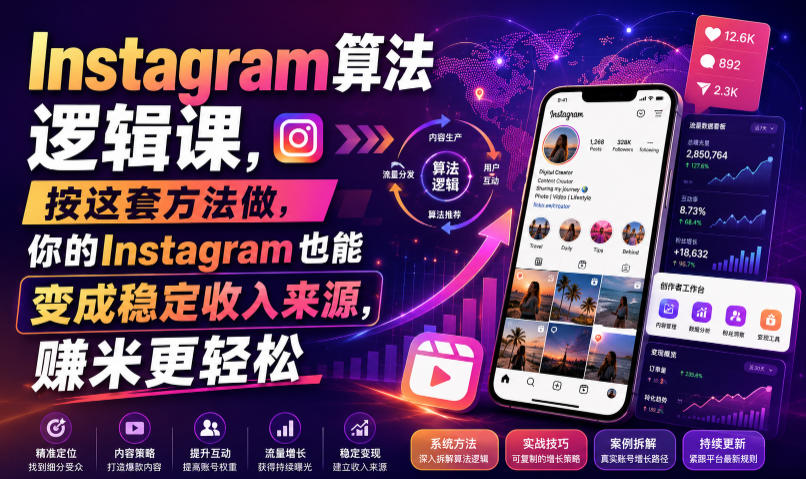 Instagram算法逻辑课，按这套方法做，你的Instagram也能变成稳定收入来源，賺米更轻松【原创双语字幕】-优优云创网