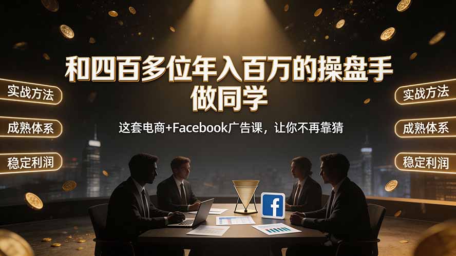 和四百多位年入百万的操盘手做同学——这套电商+Facebook广告课，让你不再靠猜【原创双语字幕】-优优云创网