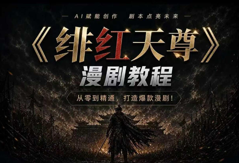 绯红天尊AI漫剧系统教程｜从零入门到精通，工具运用+剧本创作+爆款逻辑+提示词素材+镜头剪辑，全套爆款漫剧落地实战课-优优云创网
