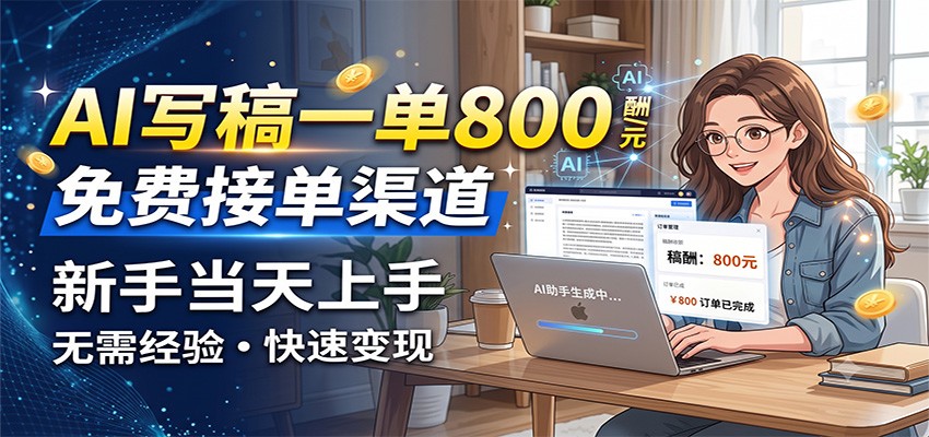 AI写稿一单800，免费接单渠道，一单一结几十到上千，新手当天上手-优优云创网