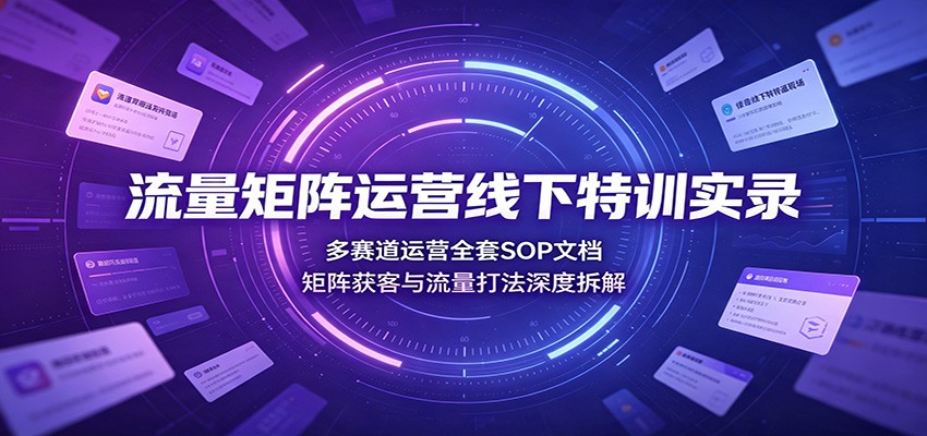 流量矩阵运营线下特训实录：多赛道运营全套SOP文档，矩阵获客与流量打法深度拆解-优优云创网