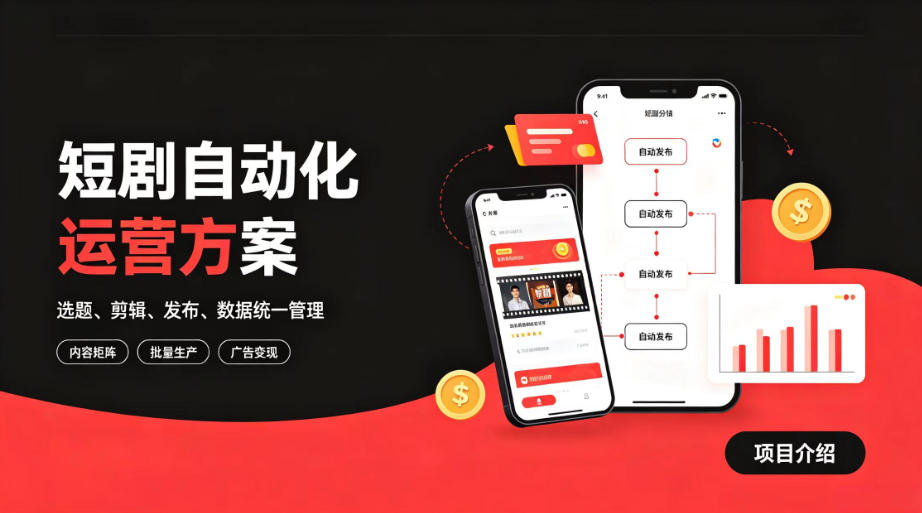 快手全自动短剧矩阵项目|自动化分发,流量持续变现【揭秘】-优优云创网