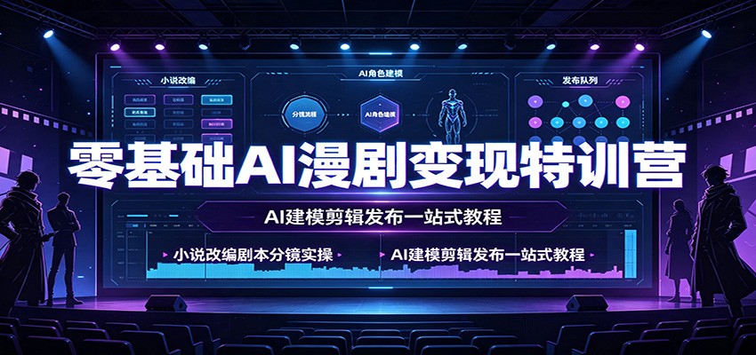 零基础AI漫剧变现特训营:小说改编剧本分镜实操,AI建模剪辑发布一站式教程-优优云创网