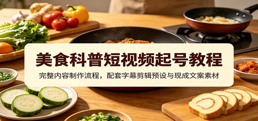 美食科普短视频起号教程:完整内容制作流程,配套字幕剪辑预设与现成文案素材-优优云创网