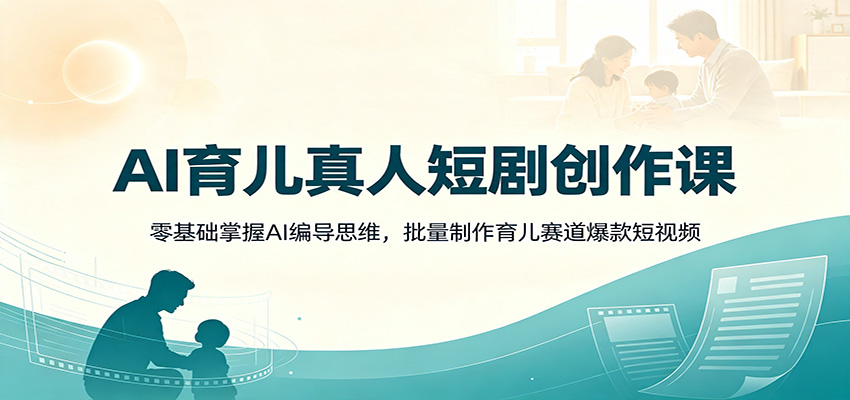 AI育儿真人短剧创作课：零基础掌握AI编导思维，批量制作育儿赛道爆款短视频-优优云创网