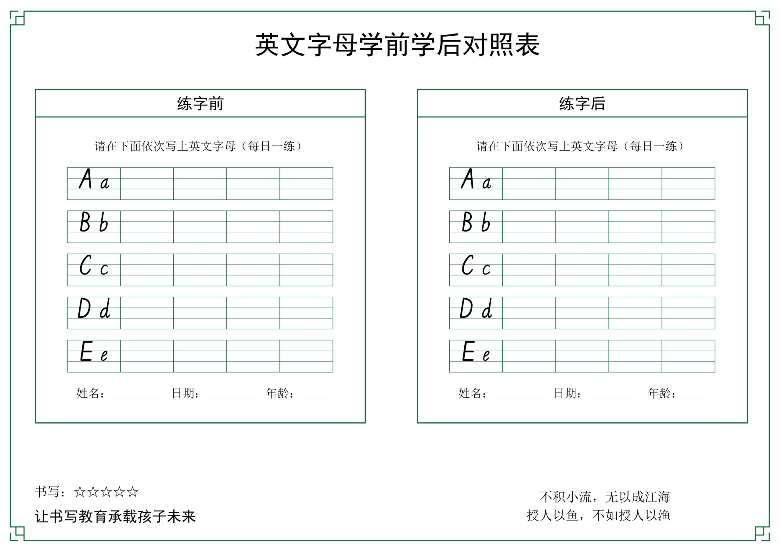 26个英文字母手写体字帖-六上英语-优优云创网