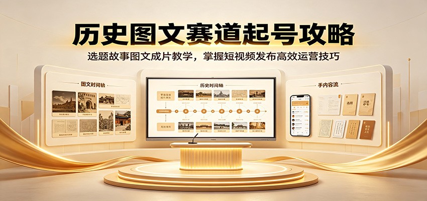 历史图文赛道起号攻略:选题故事图文成片教学,掌握短视频发布高效运营技巧-优优云创网