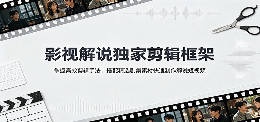 影视解说独家剪辑框架:掌握高效剪辑手法,搭配精选剧集素材快速制作解说短视频-优优云创网