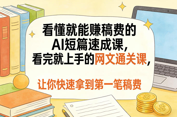 看懂就能賺稿费的AI短篇速成课，看完就上手的网文通关课，让你快速拿到第一笔稿费(更新8月)-优优云创网
