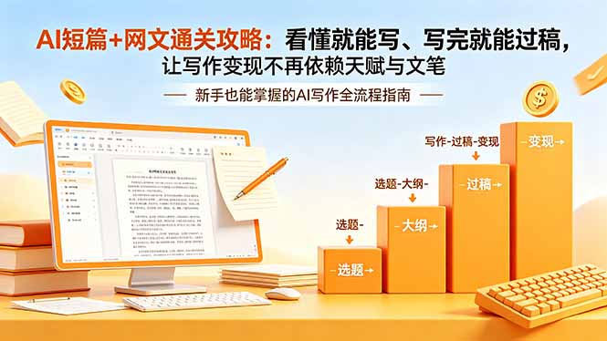 AI短篇+网文通关攻略-更新:看懂就能写、写完就能过稿,让写作变现不再依赖天赋与文笔-优优云创网