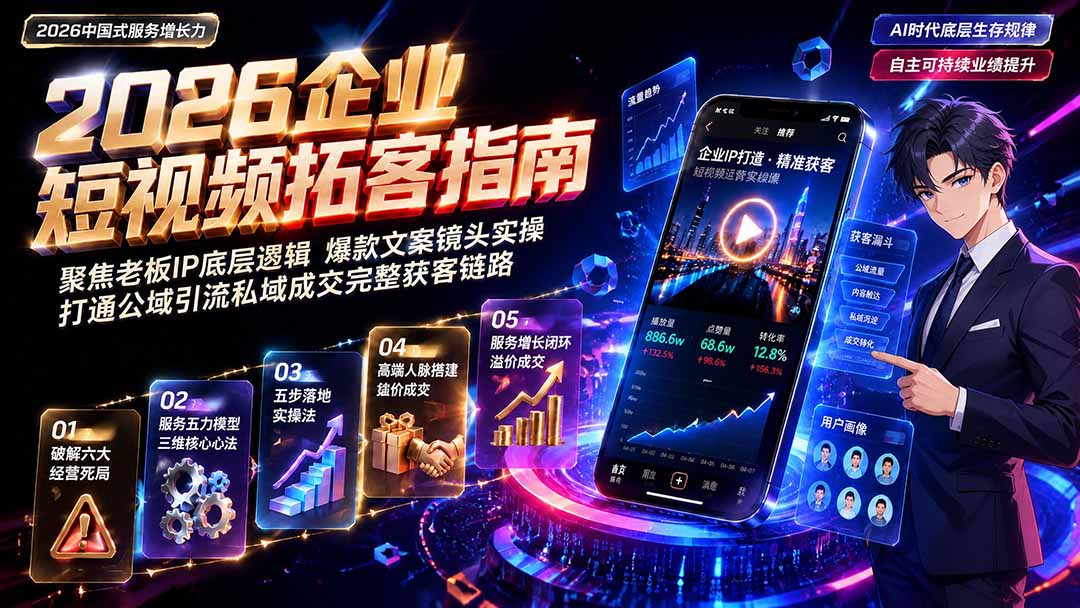 2026AI时代服务增长力实战课-无水印｜五力模型三维心法教学，破解门店客源流失低价内卷实现长效业绩增长-优优云创网