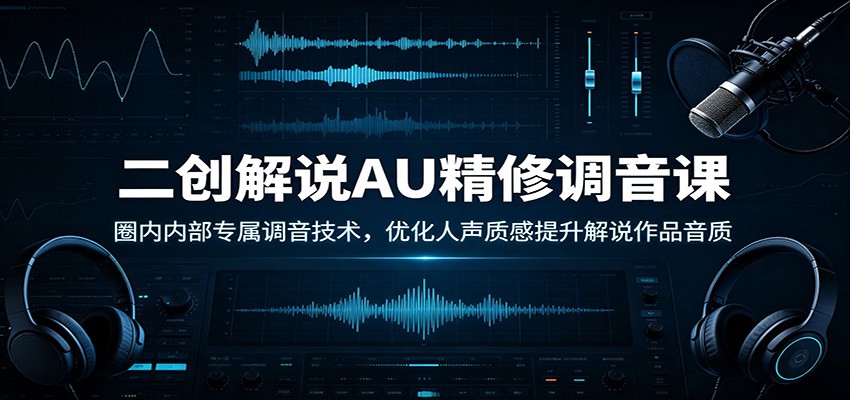 二创解说AU精修调音课：圈内内部专属调音技术，优化人声质感提升解说作品音质-优优云创网