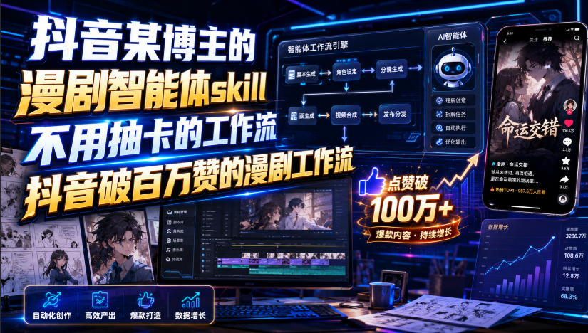 20260803162415354-2f22f7121779d1523dcd220a326df348 抖音某博主的漫剧智能体skill,不用抽卡的工作流,抖音破百万赞的漫剧工作流