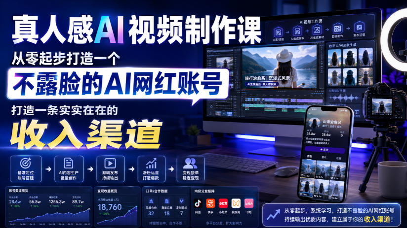 20260803220808499-5416b0a4da46edfb5dd63afe8442d1f2 真人感AI视频制作课,从零起步打造一个不露脸的AI网红账号,打造一条实实在在的收入渠道【原创双语字幕】