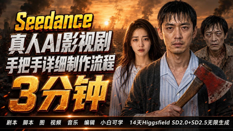3分钟真人AI影视剧怎么做?SD 2.0手把手完整制作流程|Higgsfield 14天SD 2.0/2.5无限生成-优优云创网