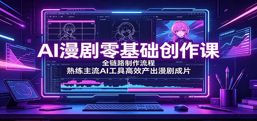 AI漫剧零基础创作课:全链路制作流程,熟练主流AI工具高效产出漫剧成片-优优云创网